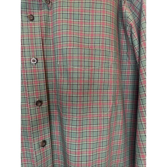 LL Bean Mens Traditional Fit Green Red Plaid Kennebunk Button Down Shirt Sz XXL - Picture 3 of 7